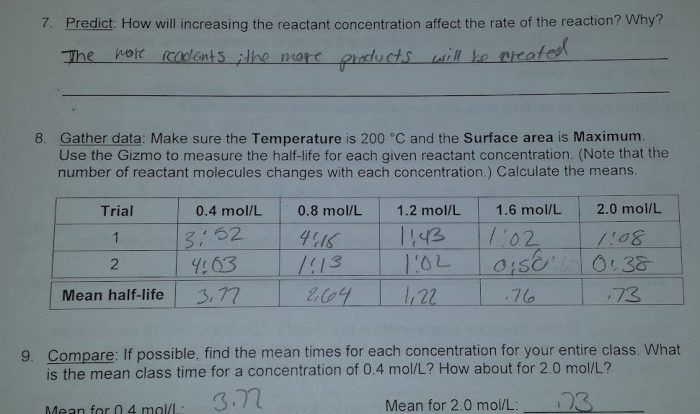 Collision theory gizmo answer key