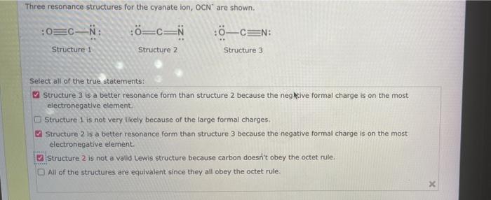 Select the true statements about the resonance structures.